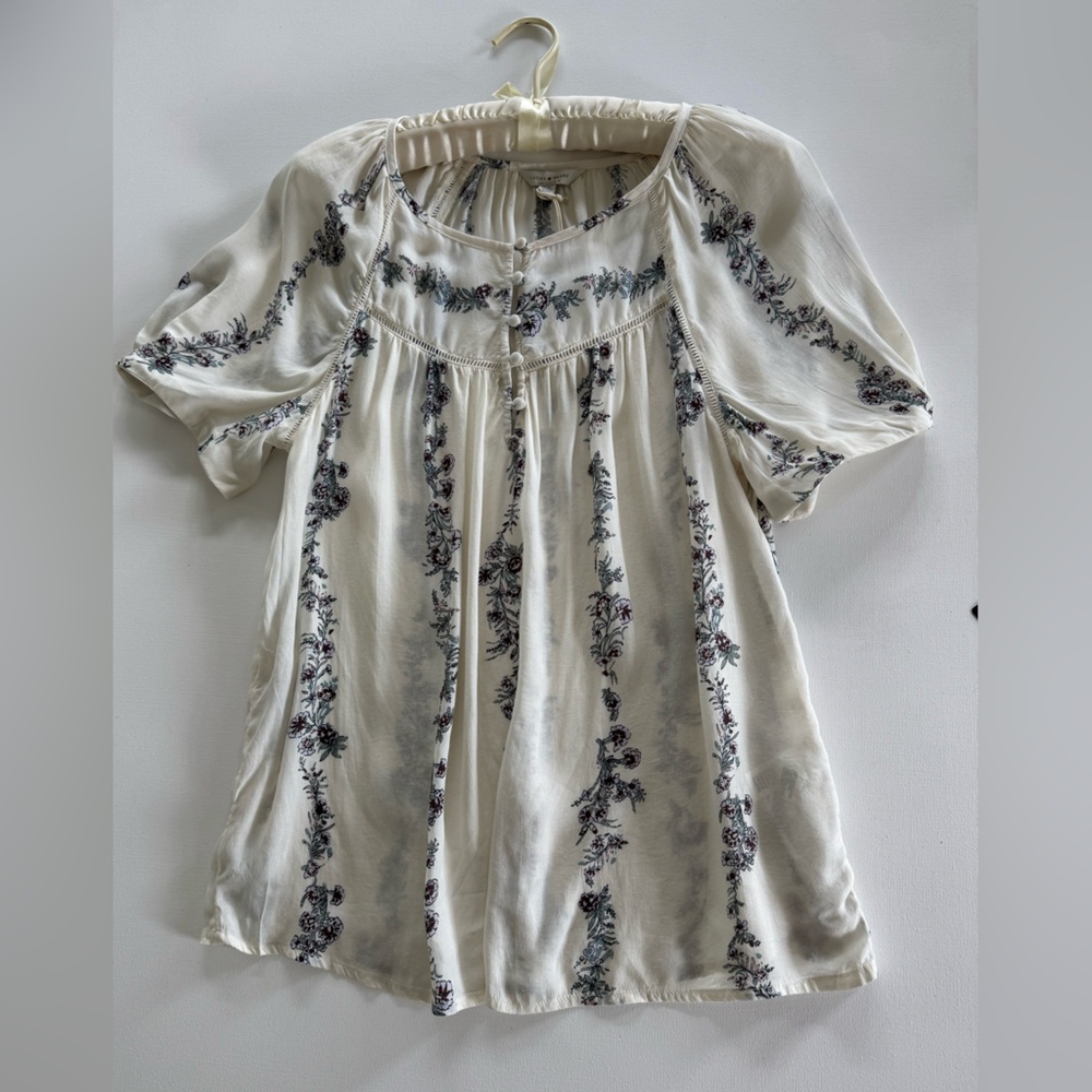 Lucky Brand Cream Floral Blouse